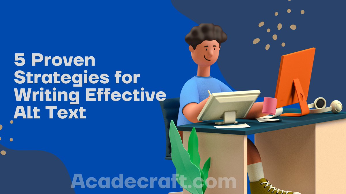 5 Proven Strategies for Writing Effective Alt Text
Be Descriptive
Context Matters
Conciseness is Key
Avoid Repetition
Functional Images Require Clarity

Visit For Free Consulting :- acadecraft.com/accessibility/…

#EffectiveAltText #ImageDescription #FunctionalAltText #Acadecraft