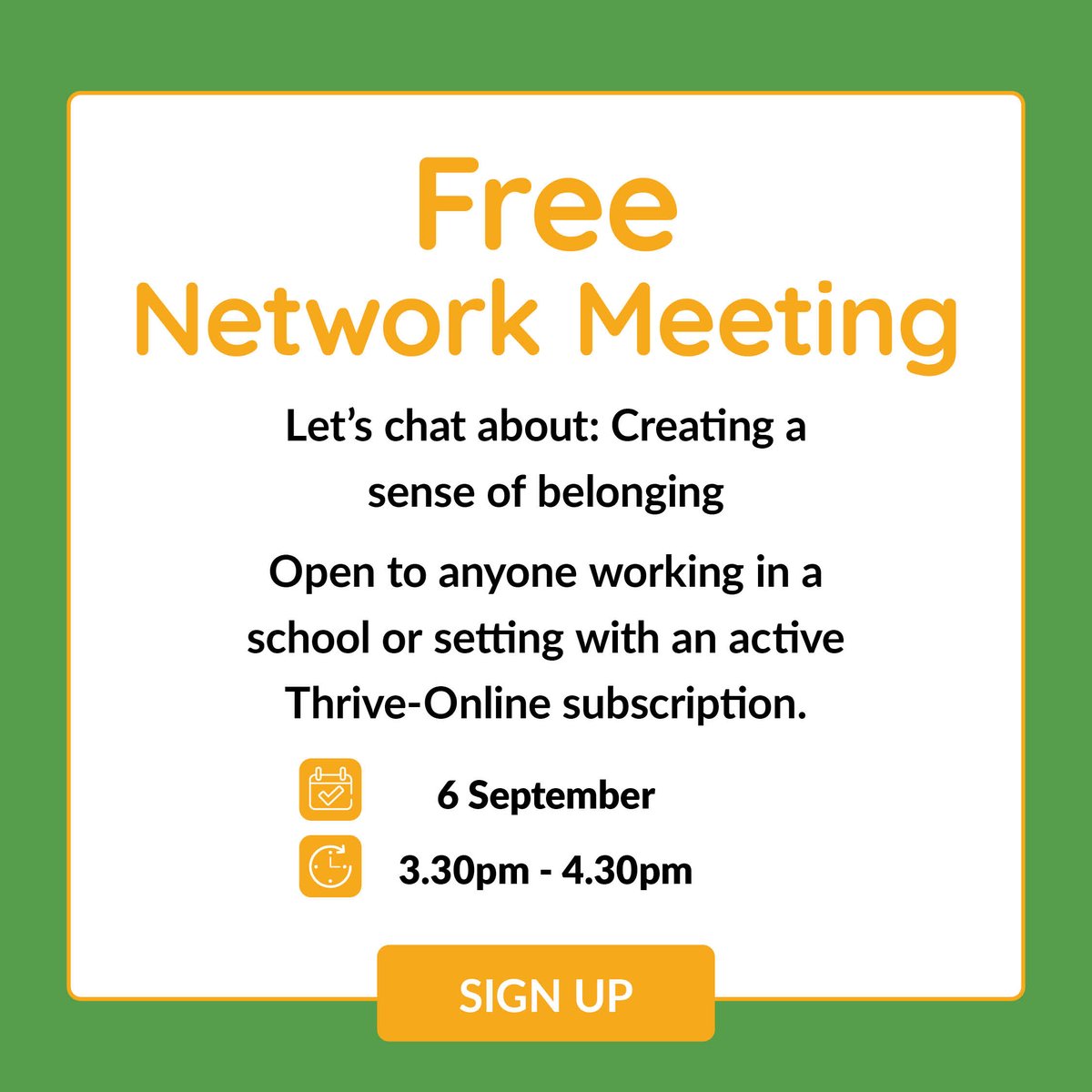 ThriveApproach's tweet photo. This is your final call to join our free back-to-school networking meeting. Connect with other professionals, ask your burning questions and share best practices - let's make this academic year the best yet!

Sign up here: https://t.co/e1YX3GwGpF

#thrivecommunity #networking https://t.co/Pt1d43W5mQ