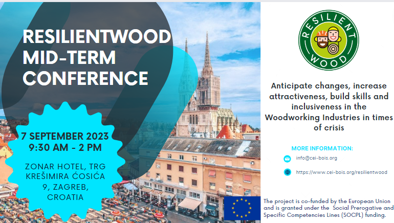 #RESILIENTWOOD 
The conference goes HYBRYD, on the 7thof September 2023
We welcome you in person at the ZONAR ZAGREB Hotel, Zagreb Croatia &amp; Online via this link -&gt; bit.ly/3P3CgcW