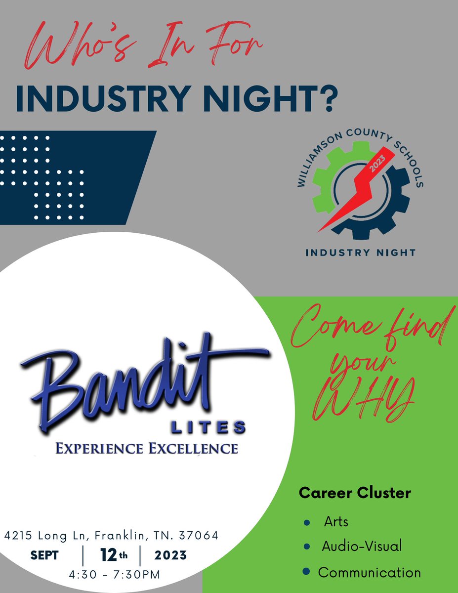 Want to know who is in for Industry Night?!? Check them out! More released tomorrow! @WcsEic
@wcsCCTE

@atmosenergy @FranklinFire @BanditLites 

Who else do you want to see??