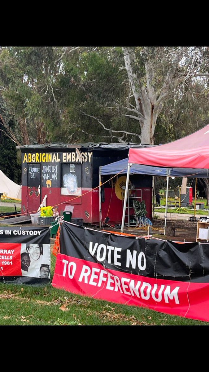 I invite comments from the yes voters on this:
A photo of the Aboriginal Tent Embassy in front of Old Parliament House in Canberra.
If the Aboriginal People who have been protesting for years are saying no what give non-Aboriginals the right to say they know what’s best
VOTE NO
