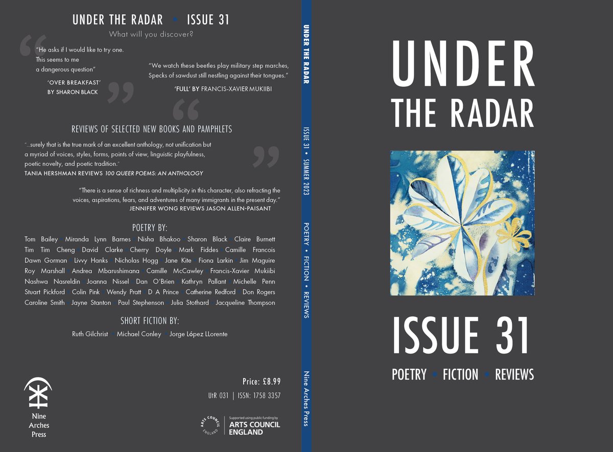 Under the Radar 31 includes #poetry by @TomBaileyBlog @LuminousJune Nisha Bhakoo, Sharon Black, Claire Burnett @timtimtmi David Clarke @CMDoet @fiddesmark Camille Francois @dawngormanpoet @livvyhanks @nicholas_hogg Jane Kite @fionalarkin & Jim Maguire... ninearchespress.com/shop#!/Under-t…