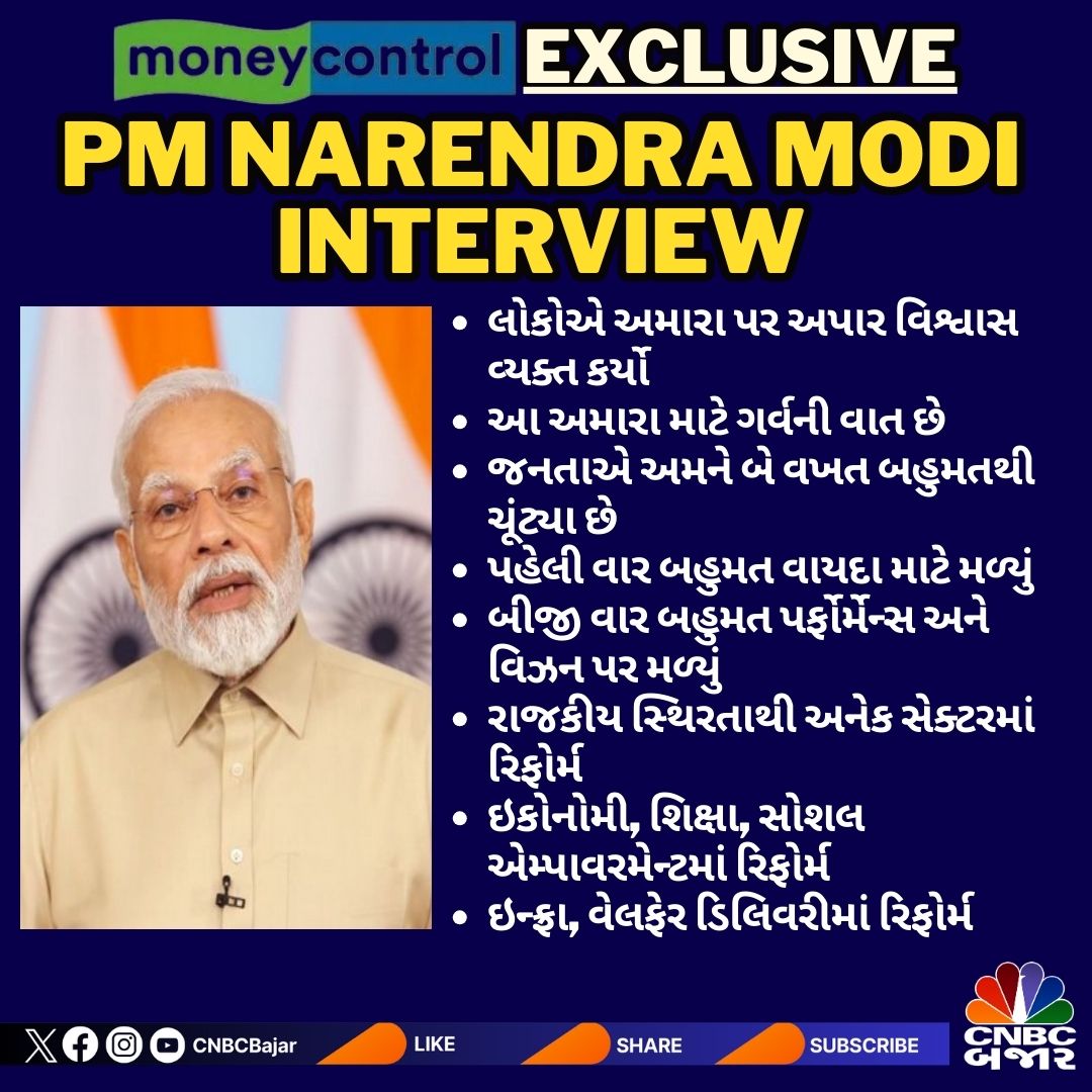 CNBCBajar's tweet image. PM Modi Exclusive | રિફોર્મ પર PM નરેન્દ્ર મોદીએ @moneycontrolcom ને કહ્યું, રાજકીય સ્થિરતાથી અનેક સેક્ટરમાં રિફોર્મ કર્યા

#PMModiExclusive #moneycontrolexclusive
