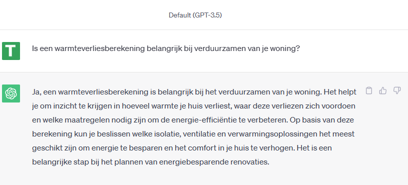 Vraag aan #ChatGPT: Is een #warmteverliesberekening belangrijk bij #verduurzamen van je #woning? 

Antwoord: Ja! En de toelichting natuurlijk...