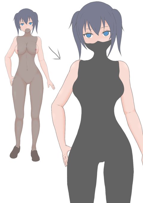 パーツ分け副産物その2
体部分のパーツの色分け部分を引き伸ばして、ピッチリ対魔忍スーツにしてみた(^q^) 