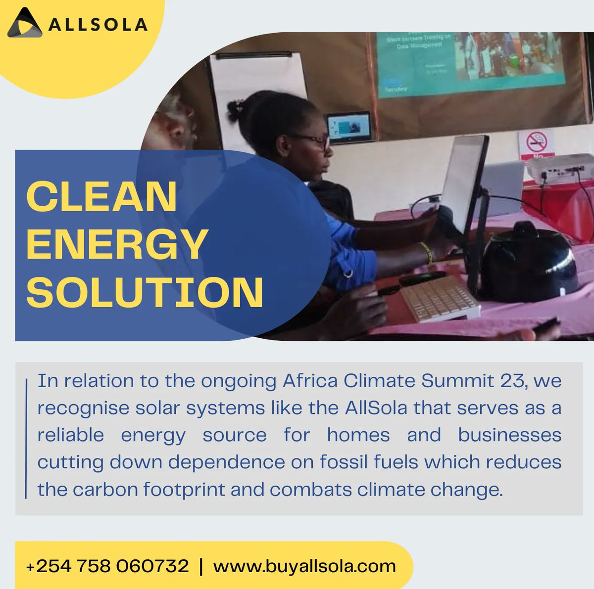 AllSola_22's tweet photo. AllSola serves as a clean energy source for homes and businesses with no environmental impact combating climate change. Contact us on +254 758 060732 or https://t.co/zhGo9RRIHk

#Solar #AfricaClimateSummit23 #Business #Technology #Digital  #Economy #Offgrid #Africa #ACS23 #Energy https://t.co/laBumBPlWg