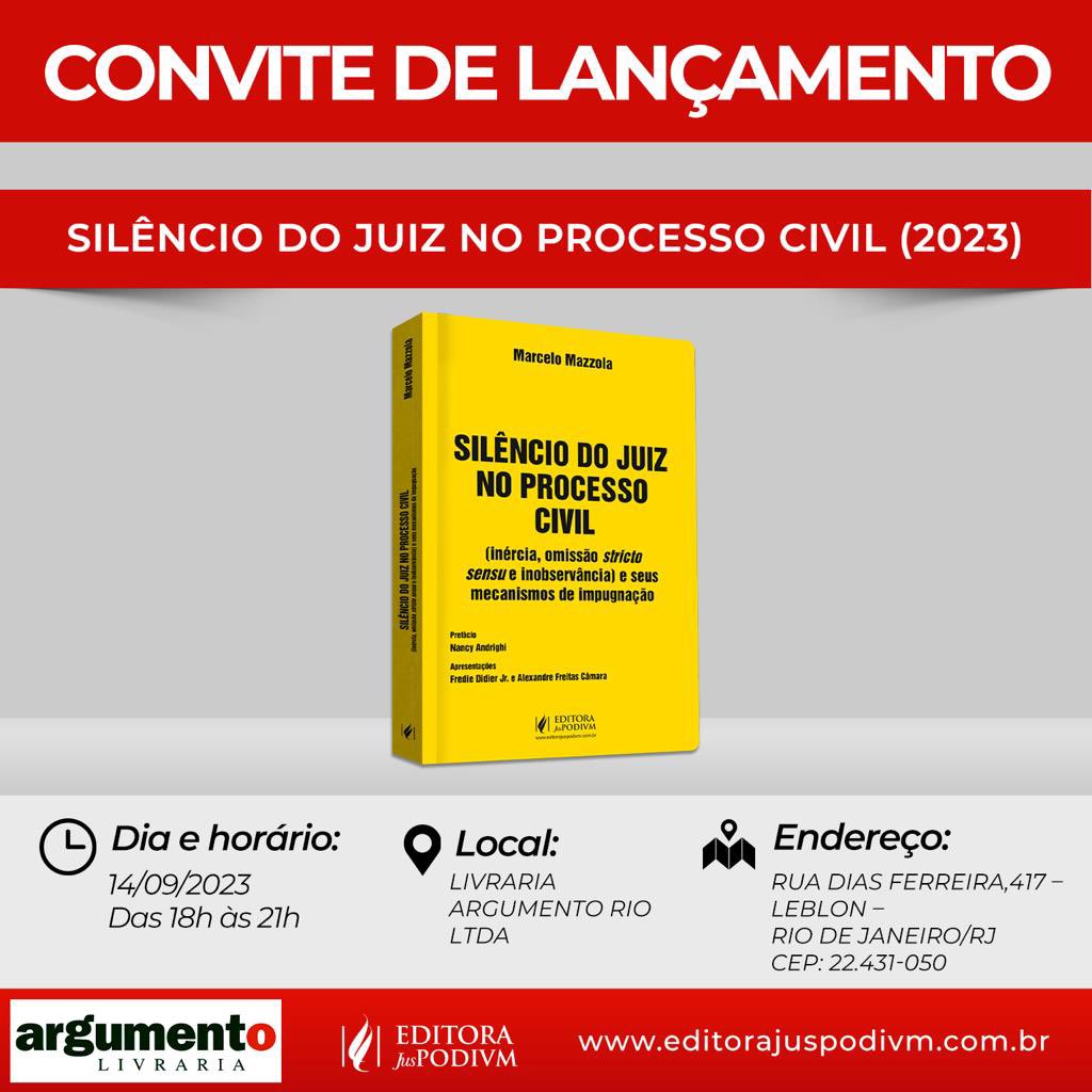 Agora sim, o lançamento oficial. Espero  todos vocês lá. Dia 14/09. Livraria argumento no Leblon. @editorajuspodivm 🙏🏻🙏🏻