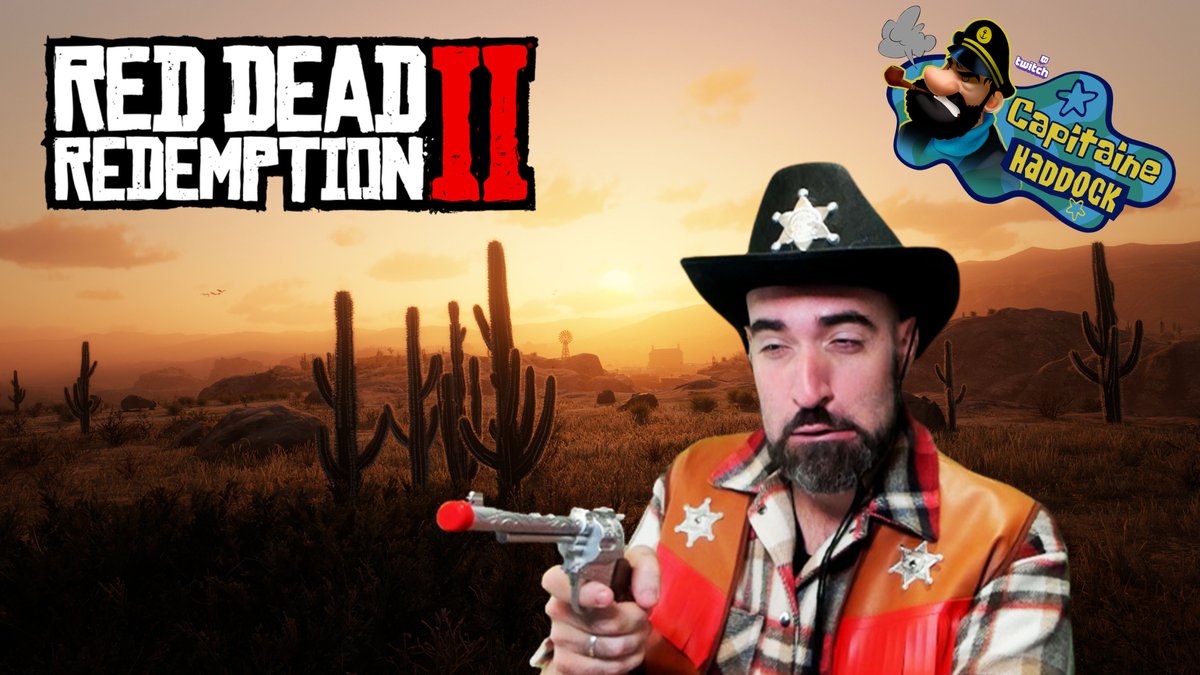 LaCapitainerie_'s tweet photo. Il y a un cowboy de trop dans cette ville ! 🤠

Découverte de Red Dead Redemption 2 du studio @RockstarGames 🐴🔫

Un peu de react dans l'aprem 👀

▶ Twitch / cpt_haddock_ 

#twitch #stream #gaming #cosplay #RedDeadRedemption2 https://t.co/0ztAuP4s8F