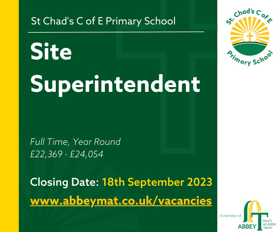 Join our friendly and welcoming school as Site Superintendent. From opening and closing the building, keeping everything in good working order - it's a key role in our friendly staff team.  @WestYorksJobs @JCPinWestYorks @leedsjob @Leedsjobstoday abbeymat.co.uk/vacancies