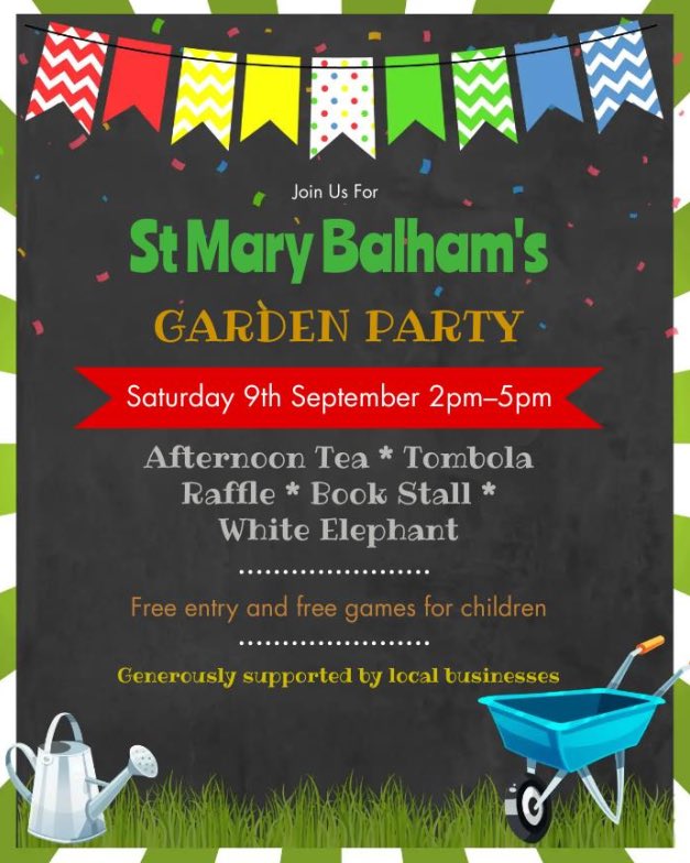 Not to be missed! Balham’s Garden Party hosted by St Mary’s <a href="/stmarybalham/">St Mary's Balham</a> Scrumptious teas &amp; lots to buy! Saturday 9 September 2-5