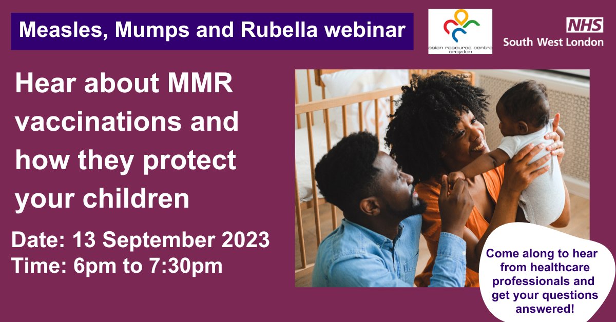 Want to learn more about the MMR vaccine and how it can protect your children? Join our webinar on 13 September to hear how vaccines work and why they're important. You'll also be able to ask questions and talk to local experts. Book your place: ow.ly/cfIW50PHHAk @ARCCLTD