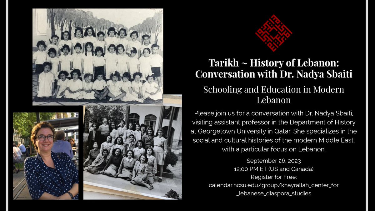 Join us on September 26 for a conversation with Modern Middle East education expert Dr. Nadya Sbaiti. Dr. Sbaiti will discuss how lessons in the History of Lebanon have evolved and changed over the decades. 

Register for free: ow.ly/f0lH50PGr3v. We hope to see you there!