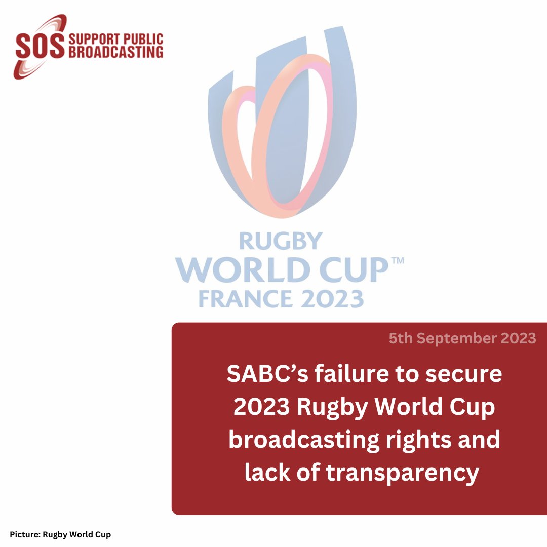 SOSCoalition's tweet photo. New media statement: SOS urges the SABC to be transparent and accountable to the public regarding failure to secure 2023 rugby world cup broadcasting rights.

Read more on our website: https://t.co/2lVqUxAs7v https://t.co/4xxFaV4VSk