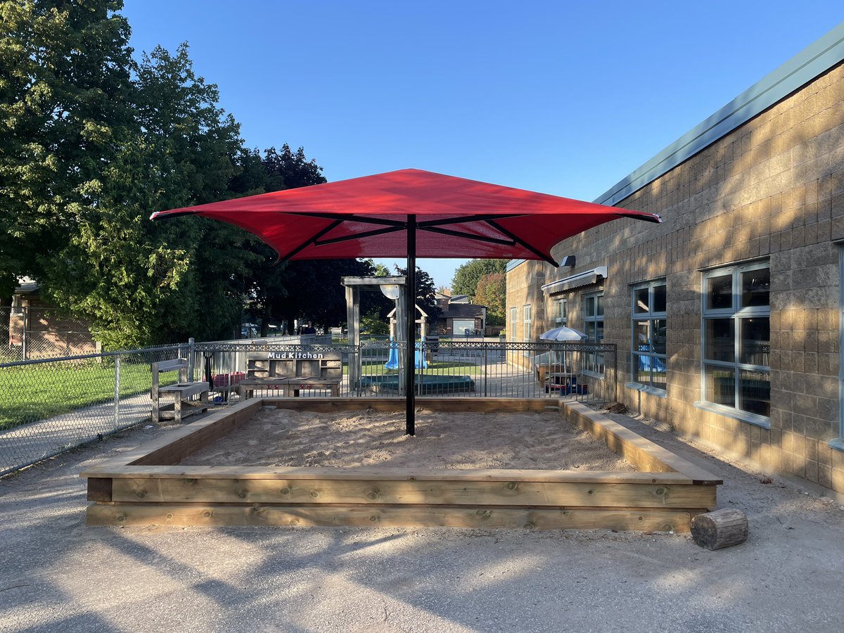 A perfect day to try out our new Kindergarten Shade Umbrella.