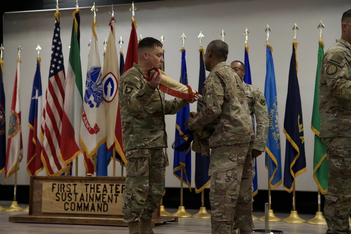 We welcome the 13th ACSC to the #PattonsOwn family and congratulate the <a href="/143dEsc/">143d Sustainment Command (Expeditionary)</a> for an exemplary performance sustaining operations and exercises across the entire <a href="/CENTCOM/">U.S. Central Command</a> region. Our sustainers are the best in the world! #sustainthefight 

<a href="/1stTSC/">1st Theater Sustainment Command</a> <a href="/USEmbassyQ8/">U.S. Embassy Kuwait</a> <a href="/ASGKU/">Area Support Group-Kuwait</a>