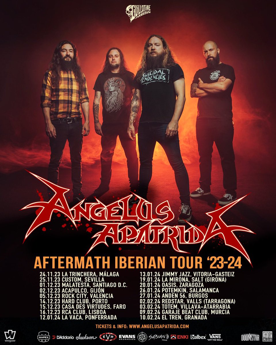 Recuerda que ya están a la venta las entradas para la gira de salas de AFTERMATH en España y Portugal, ¡será única! Algunas ciudades ya van volando, ¡no te esperes que luego pasa lo que pasa! Consigue tu ticket ya en angelusapatrida.com/tour-dates/ y en wegow.com