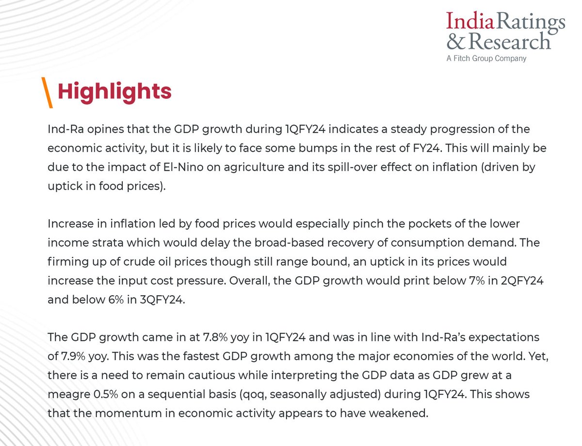 IndiaRatings's tweet photo. 'Monthly Macro View: GDP Growth Steady during 1QFY24, But Road Ahead Not Easy'

Read more: https://t.co/FLhrsz0Haj

#IndiaRatings #GDP #1QFY24 #NSO #CAGR #GVA #MonthlyMacroView https://t.co/ntbofyfM2Q