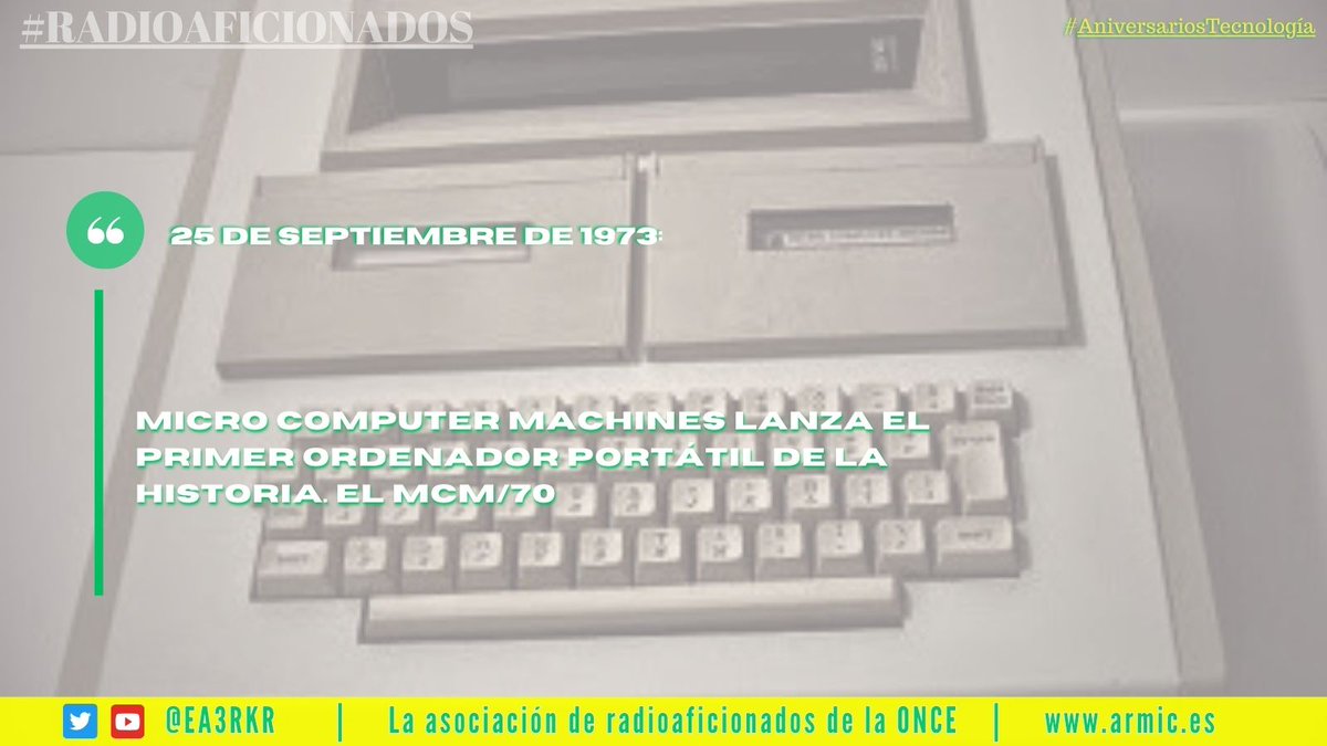 Micro Computer Machines, en una conferencia de programadores en Toronto, Canadá presenta el MCM/70, uno de los primeros ordenadores personales en el mundo.

👉 Fue el 25 de septiembre de 1973.

#AniversariosTecnología