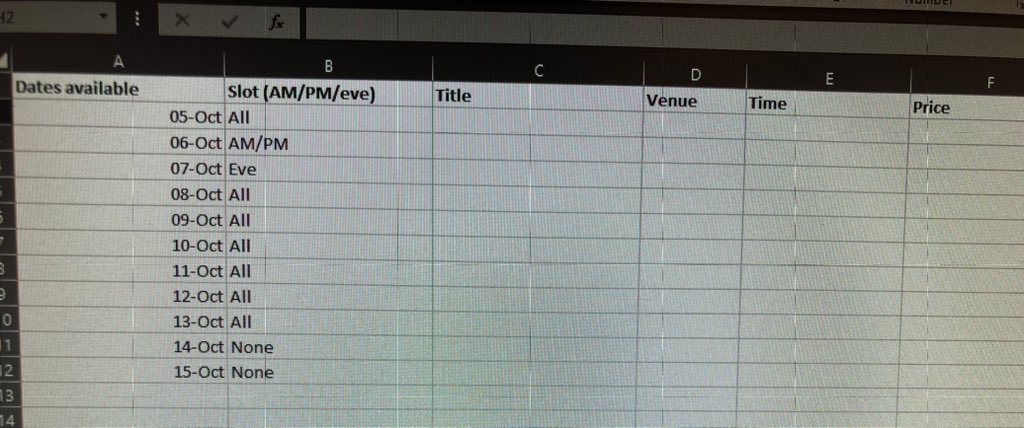 SpectralHeron's tweet image. Productive lunch hour - building the @BFI LFF 2023 bookings spreadsheet 🙌🏻 - now to prioritise #filmlover #LFF