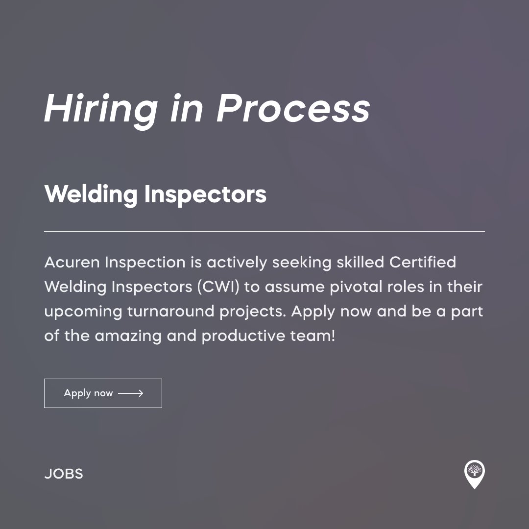 🔍 Join Acuren Inspection's team as a CWI and make a significant impact during upcoming turnarounds. 🛠️💼

Apply now bit.ly/4827olF 

 #NDTJobs #ndt #nondestructivetesting #ndtinspection #engineering #OSNDT #onestopndt #NDT #careeropportunity