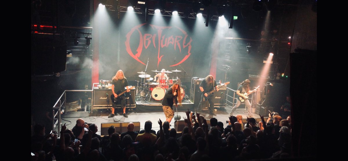 Banzai_6's tweet photo. Unreal! 🤘🏻 OBITUARY laid down their “stomping” authority yet again in Dublin. A Masterpiece Death Metal performance, as tight as ***k !!🔥 🎸 🥁 🎤 @obituarytheband @RelapseRecords #Gibtown #dyingofeverything GREAT TO HAVE THEM BACK!!✊🏻@academydublin #deathmetal https://t.co/PyMWdMBQeb