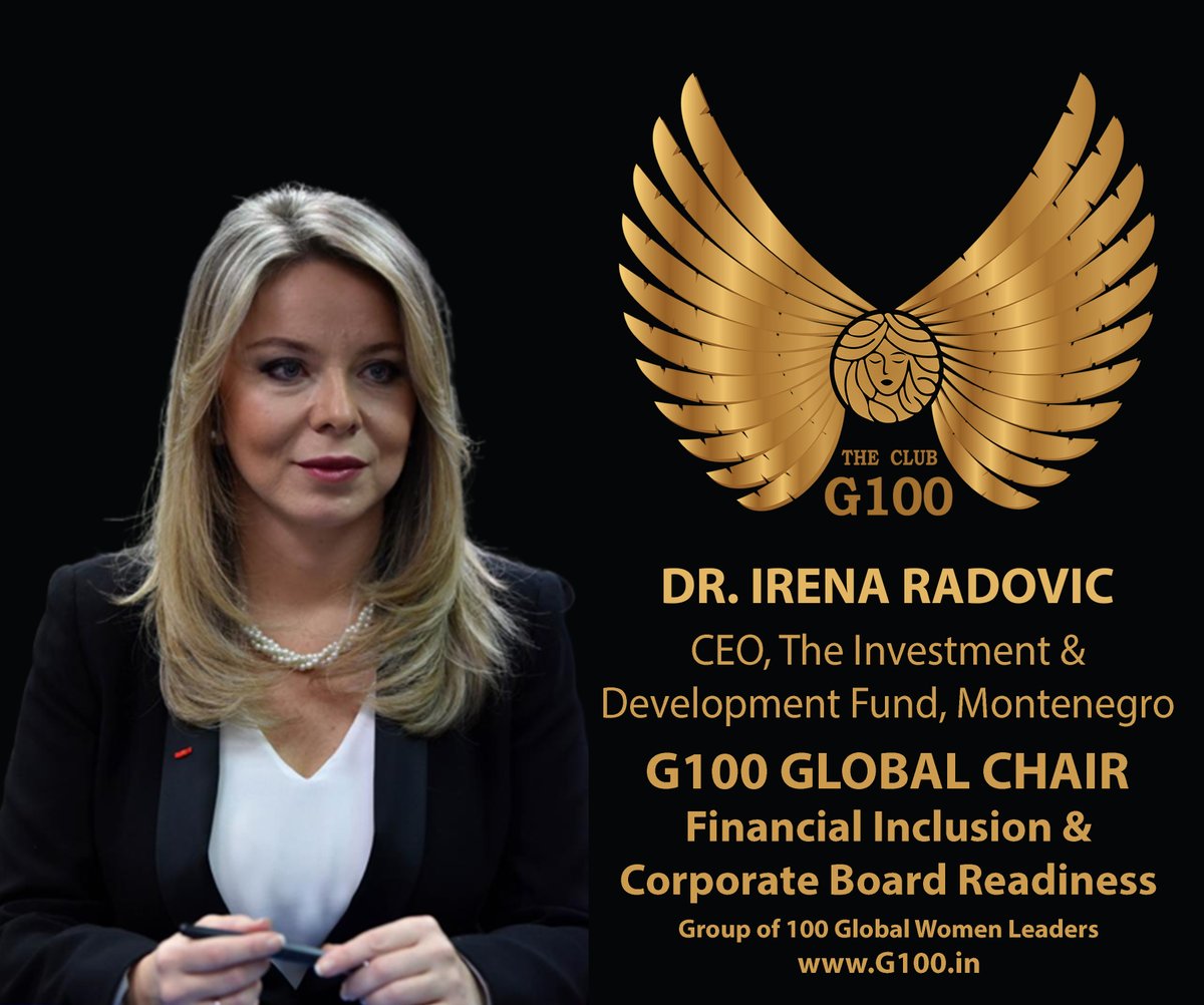 G100wefleaders's tweet photo. Welcoming Dr. Irena P. Radović. CEO of the Investment and Development Fund of Montenegro, Dr. Radovic simultaneously holds a position as a member of the Board of Directors. Her journey commenced in December 2020 when she was appointed as a member of the IDF Board. #G100 https://t.co/cXUofwmTHi