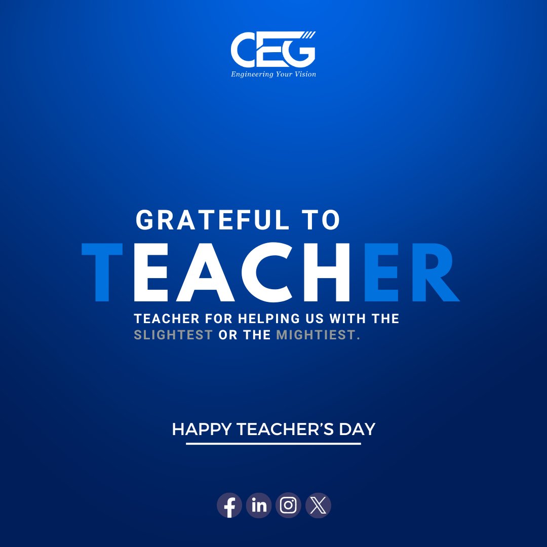 cegindia's tweet photo. To the architects of our future, the mentors who shape minds and build dreams, Happy #TeachersDay @cegindia salutes the dedication of educators everywhere, inspiring the next generation of engineers and innovators.
.
#CEG #EngineeringYourVision #ThankYouTeachers #BuildingDreams https://t.co/q45eRvE5OL