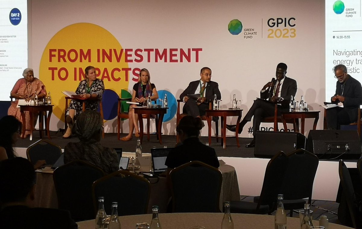 Camco's Brian Lukera Wambani (second from rt) discussing how to accelerate the #justenergytransition at #GPIC23 in Nairobi today.