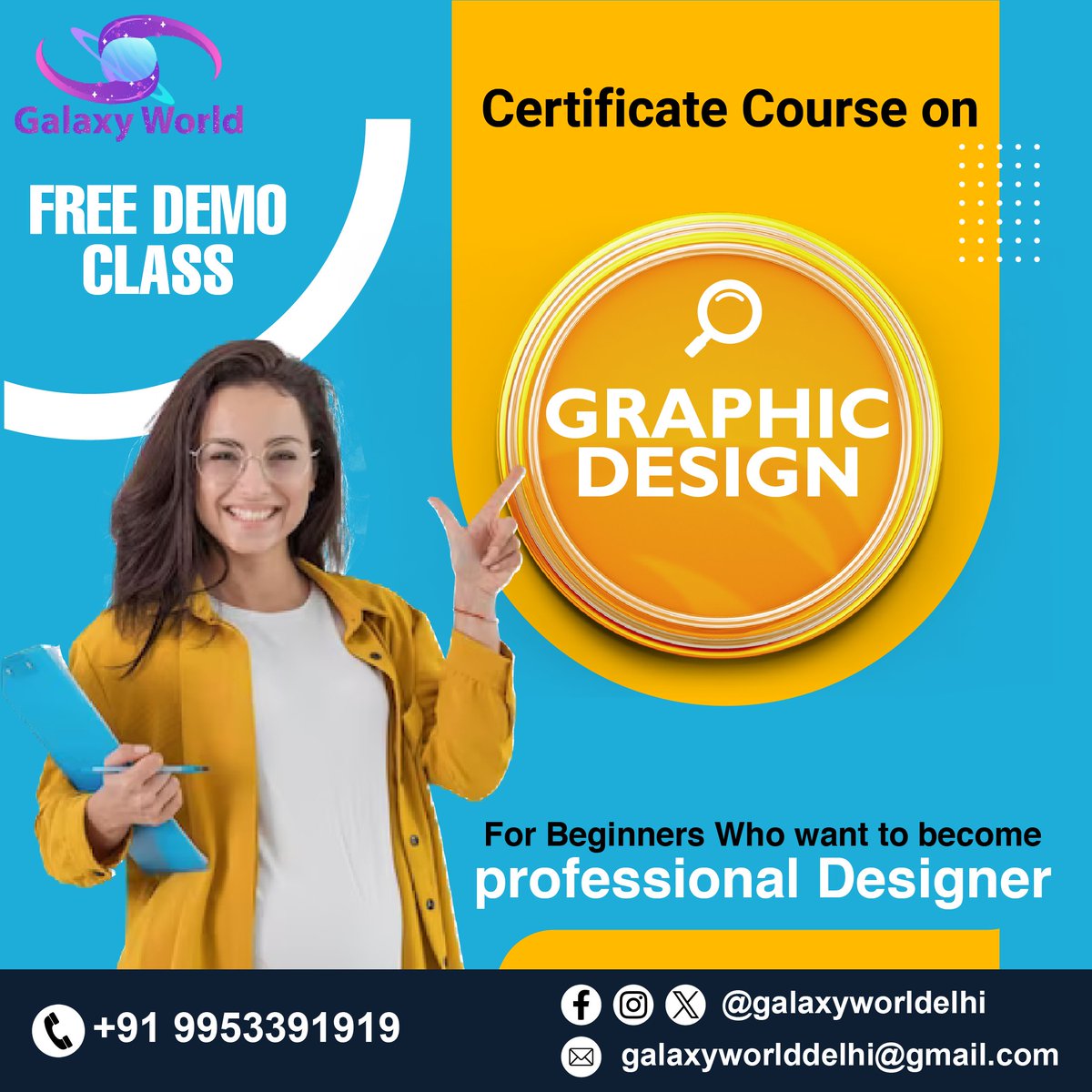 galaxyworldelhi's tweet image. With our free #sampleclass, you may explore the world of #graphicdesign, let your #creativity run wild, and learn the #skills you need to create the #future you want.
👇Connect with us now for more details
📧 galaxyworlddelhi@gmail.com
☎ +91- 9953391919

#graphicwork #graphic