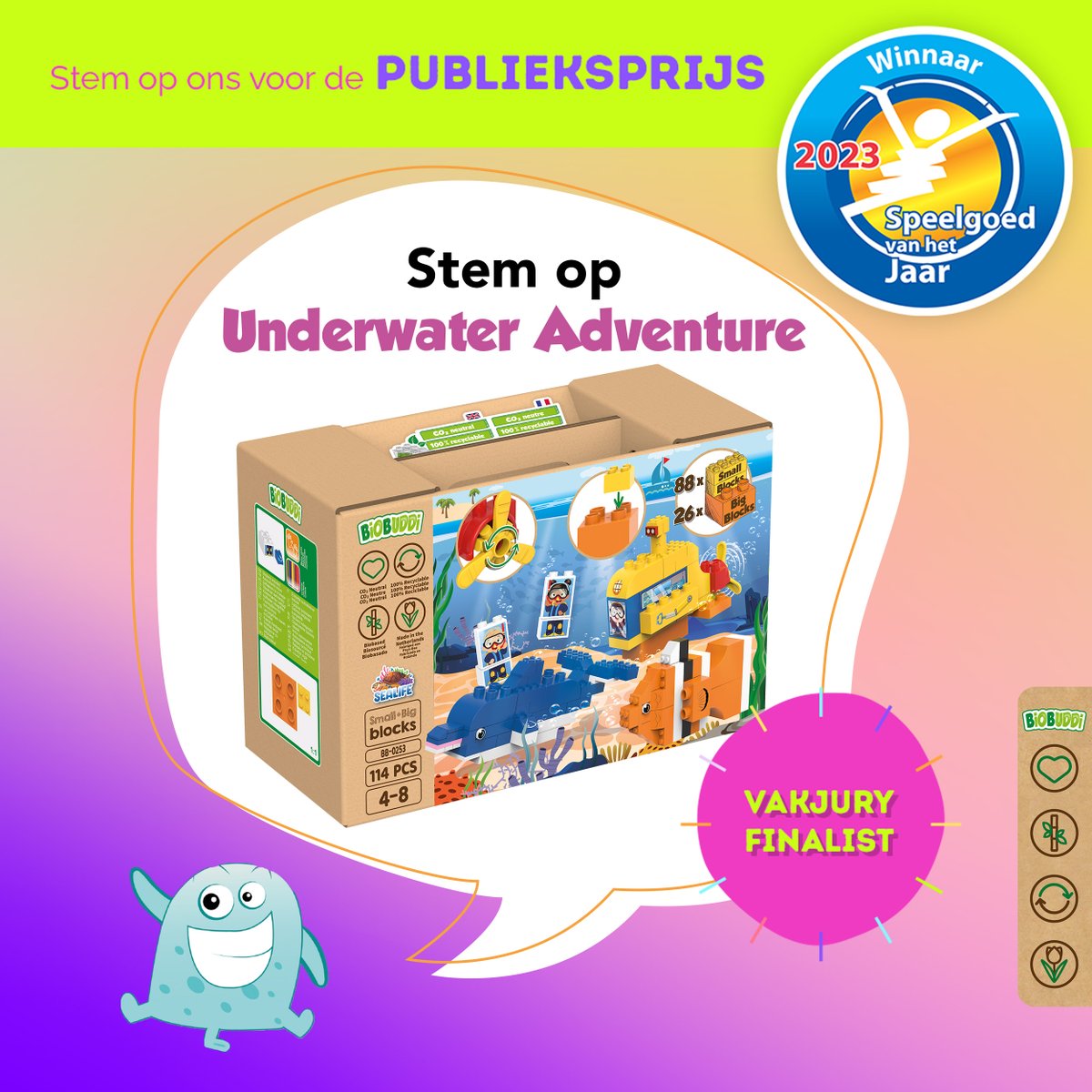 Bio_Buddi's tweet photo. BiOBUDDi is Speelgoed van het Jaar in de categorie duurzaamheid ! 🤩🥳

De inzending Sealife - Onderwater Wereld speelgoed set is geselecteerd als winnaar.

De publieksprijs wordt bepaald door het publiek. Stem hier: https://t.co/ajY3IXMws5

#speelgoedvanhetjaar #duurzaamheid https://t.co/mFfb73f6MR
