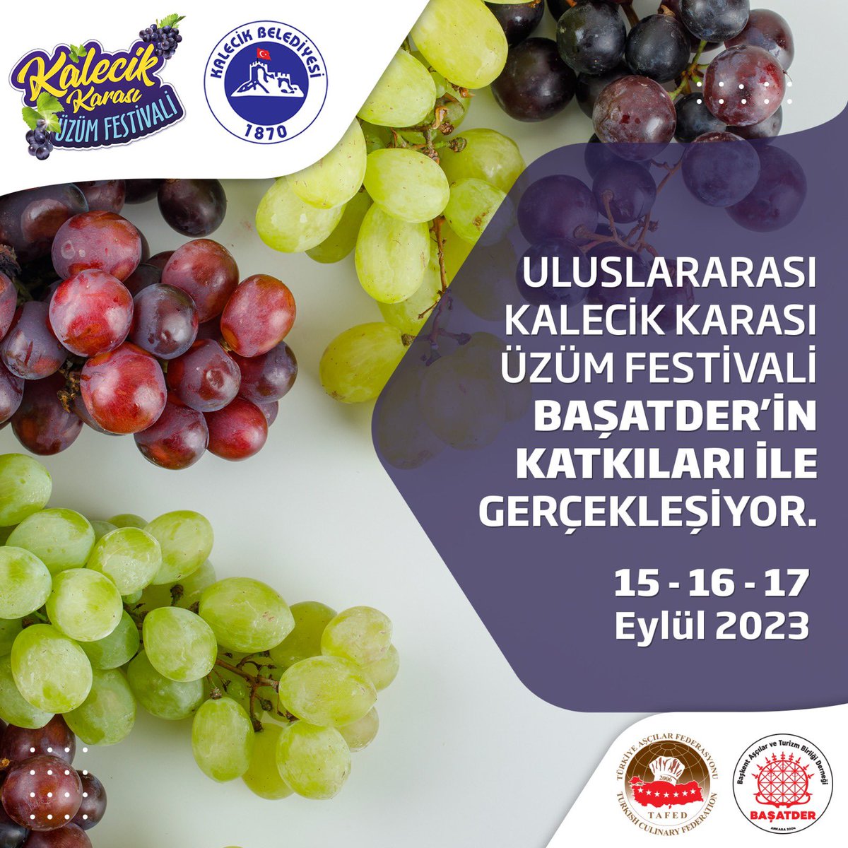 kalecikfestival's tweet photo. 15-16-17 Eylül tarihlerinde gerçekleştireceğimiz 13. Uluslararası Kalecik Karası Üzüm Festivali’nde Tafed ve Başatder bizlerle. 📅🎉📢 https://t.co/1GvLaB0YPL