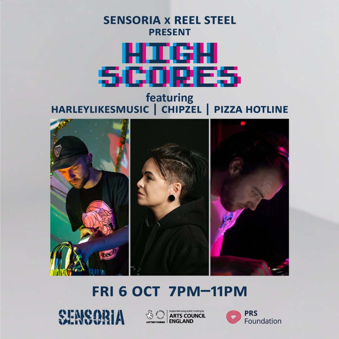 In collaboration with Sensoria Festival... Reel Steel presents 'High Scores'. Showcasing the influence of videogame scores, with artists who pay homage to the past while shaping the present of electronic music: reelsteelcinema.com/high-scores/ #VGM #VideoGameMusic #chiptune #Sheffield