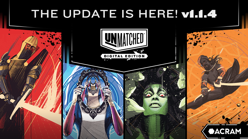 acramdigital's tweet photo. There you have it! The update for Unmatched: Digital Edition is live! :D Check out what changed: https://t.co/I1ph8GLfRk

@RestorationGame #AcramDigital #UnmatchedDigital #boardgames #digitalboardgames #Unmatched https://t.co/iMEqYdxubU