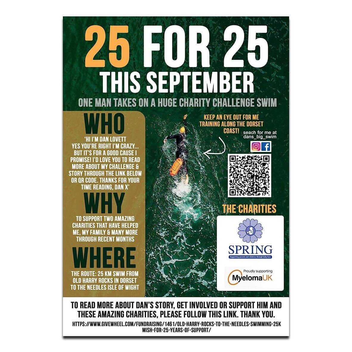In a couple of weeks, one of our brilliant supporters, Dan, will be challenging himself to a 25km swim from Old Harry Rocks to The Needles in support of SPRING!

This will be no mean feat but we know he has got this💪🏊‍♂️ 

More info: Dan’s Big Swim on FB and instagram