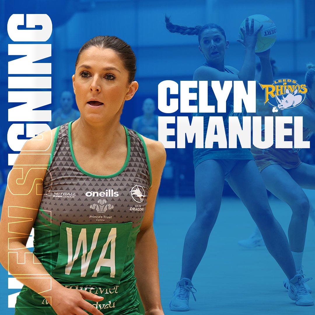 RhinosNetballSL's tweet photo. ✍️ Our seventh signing for the 2024 season is former Dragons mid-courter @Celynemanuelx
More: https://t.co/cwUzdd6l9E
#SigningWindow2024 | #RhinosNetball https://t.co/w6jlLwSqQX