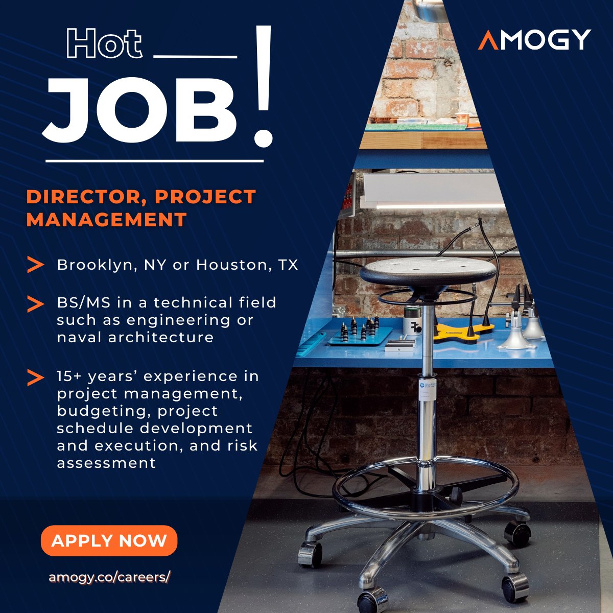 amogyinc's tweet photo. Amogy's #HotJob ๐ฅ of the week! We are looking for a Director, Project Management to join our Project Management team.
๐ For more info & to apply: https://t.co/Zv0quofP2g
#Amogy #ProjectManagement #ClimateJobs #CleanTechJobs #CleanEnergyJobs https://t.co/l1ZOUhVa2M