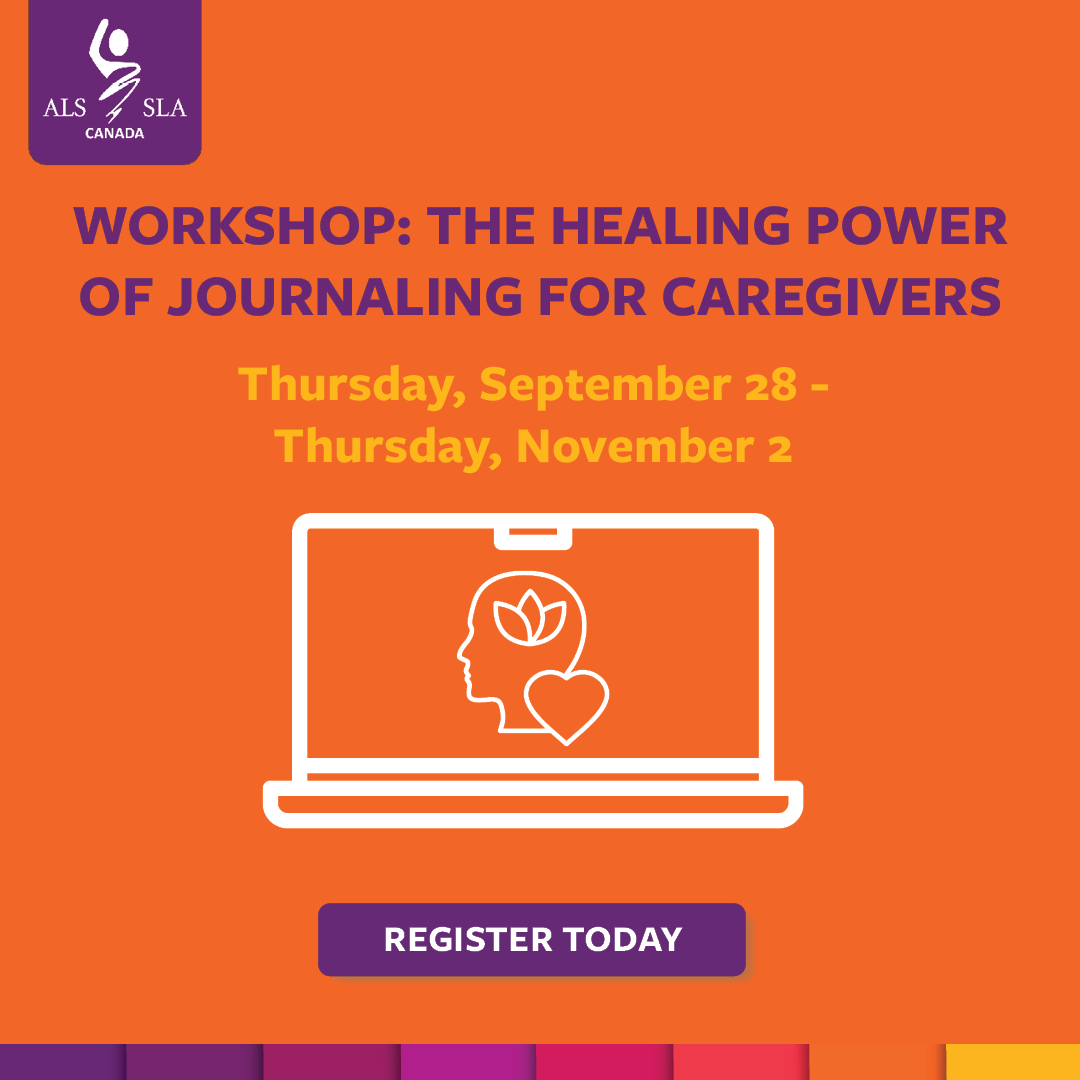 📝Discover the healing power of journaling for caregivers with ALS Canada. Beginning Thursday, Sept. 28, we invite you to join us in exploring the benefits of journaling with life coach & educator, Martina Steiger, ThD, MSc, BEd. Register for free, visit bit.ly/47XOg8e.