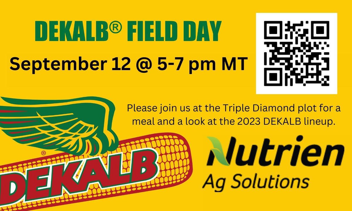 daphne_stienike's tweet photo. DEKALB's top performing hybrids and technology along with expertise from your Nutrien dealer (and a steak sandwich meal) September 12th 5-7 pm MT. Use the link for plot location https://t.co/KGLS29E5pN @J_Skalsky @Cody1Broomfield @scottway81 
#DEKALB #Sspro #Bayer4NE https://t.co/AYbx9j8Yvq