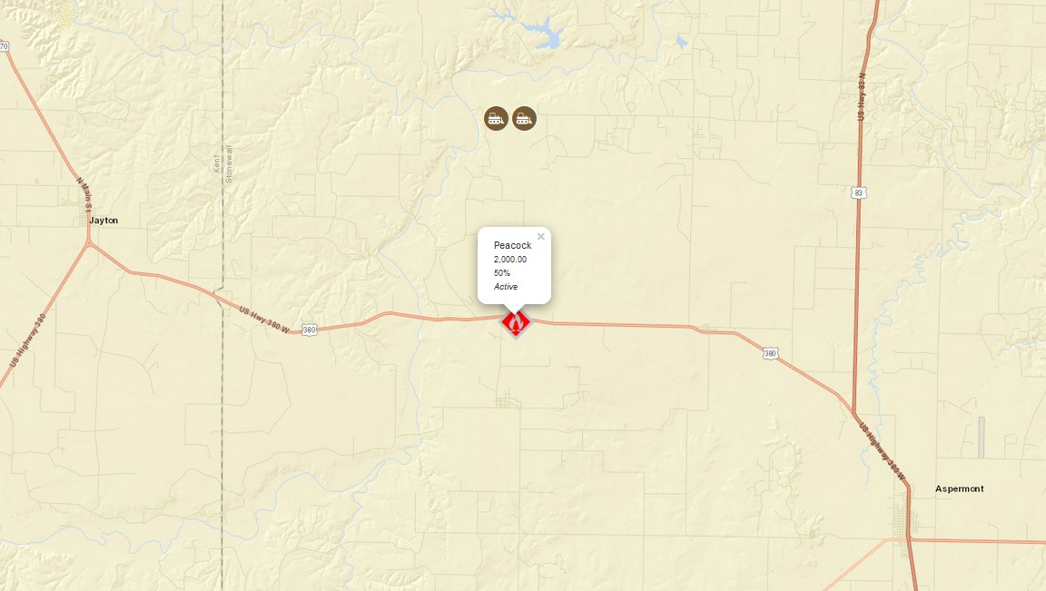Alert: Texas A&amp;M Forest Service is responding to a request for assistance in Stonewall County on the #PeacockFire. The fire is an estimated 2,000 acres and 50% contained. #txfire