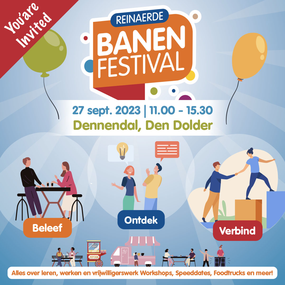 #DenDolder #Reinaerde #Banenfestival op 27 sept. is een festival vol activiteiten, muziek en heerlijk eten. Krijg een duidelijk beeld van het werken, leren en vrijwilligerswerk bij Reinaerde! obi41.nl/2p858mvx 🎉 #Banenfestival #werken #leren #vrijwilligers