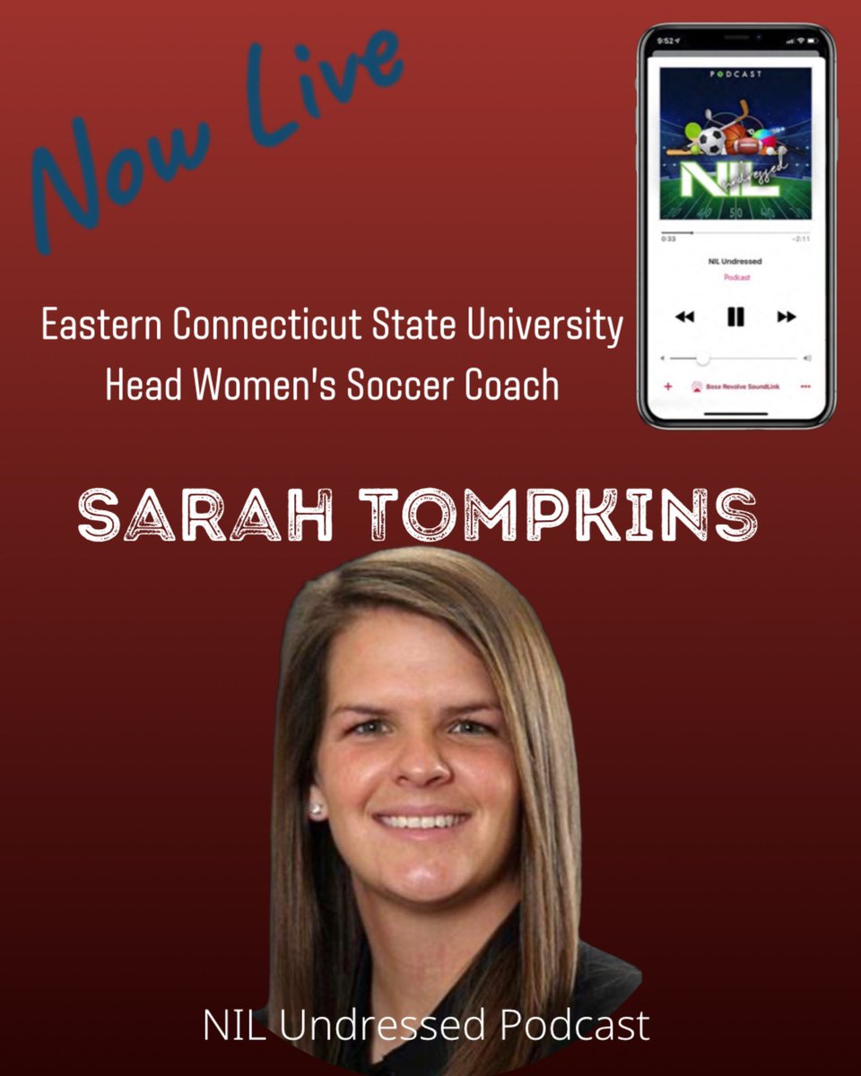 RyanSBGD's tweet photo. Sarah Tompkins, Head Women's Soccer Coach at Eastern Connecticut State University is now LIVE on NIL Undressed

Available on all #podcast platforms

#NIL #transferportal #soccer #womenssports #ncaa https://t.co/h2QkXY01LH
