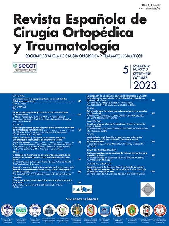 Ya está publicada la Revista Española de Cirugía Ortopédica y Traumatológica de Septiembre - Octubre 2023.

Todo el contenido está en Open Access🔓.

Artículos disponibles aquí: 
acortar.link/JGPJQk