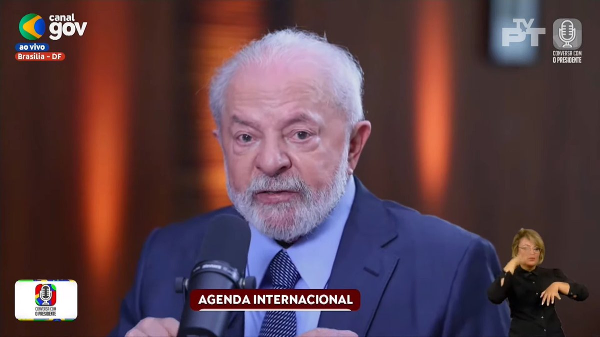 "Só explicar pro povo que o G20 é o encontro dos 20 países mais ricos do mundo, foi criado na crise de 2008 e no ano que vem vai sediar o G20 no Rio de Janeiro. Em 2025 vamos presidir os BRICS em em 2025 vamos fazer a COP 30 em Belém." <a href="/LulaOficial/">Lula</a>