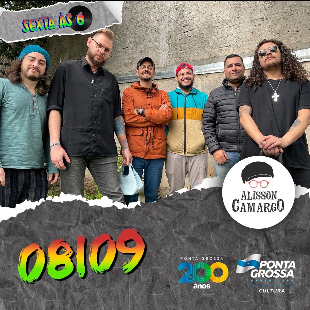 cultura__pg's tweet photo. Vamos receber as bandas Astronautas do Passado e Alisson Camargo e Banda no Sexta às Seis essa semana!
Mas atenção! Nesse dia 08, o Sexta às Seis ocorre na Concha Acústica, na Praça Barão do Rio Branco 🤗
#vivaculturaempontagrossa #pg200 #sextaas6 https://t.co/Kki0tK1fqK