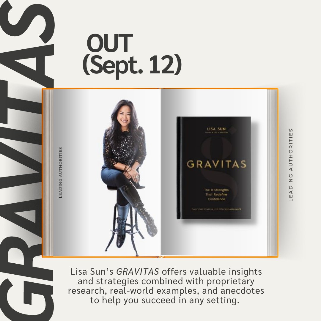 We are one week out from the release of @lisalsun's new book, GRAVITAS (Out Sept. 12)! In her thought-provoking and practical guide, Sun helps women build their self-worth on their own terms. Pre-order your copy today!