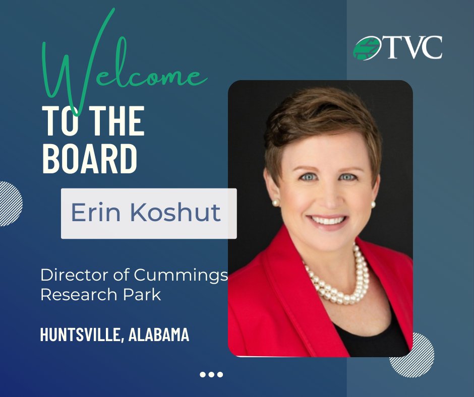 Welcome @EKoshut to the Tennessee Valley Corridor Board of Directors. Thank you for your service on the board and to our entire region. We are pleased to have you back with us! @CRPHSV #TVC