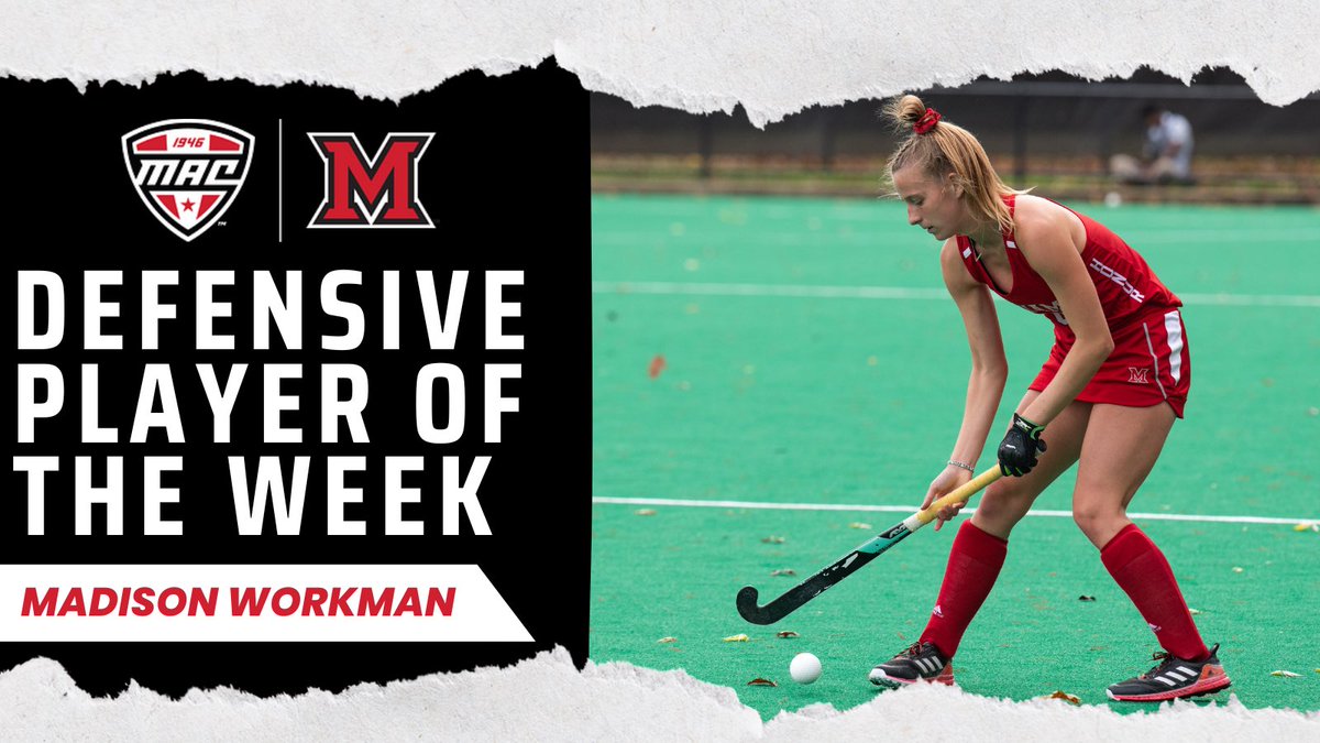 MACSports's tweet photo. 🏑 Defensive Player of the Week 🏑

Miami’s Madison Workman led a defense that allowed only three shots in total to St. Francis, holding the Red Flashes to 10 under their season average of 14. St. Francis had also entered the game 3-0, posting an average of four goals per game, but Workman and the rest of the RedHawk defense did not allow a field goal and only conceded one on a penalty corner.

🗒️: https://t.co/OZecPfSyg0 | #MACtion