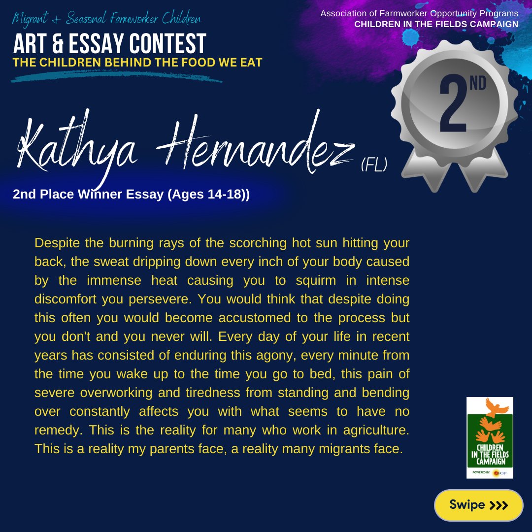 CIFCampaign's tweet photo. Every year, we receive hundreds of inspiring essays.  Please take the time to take in the stories of this year's essay winners for the category: Essay - Ages 14-18 https://t.co/AFVUquzfMn
