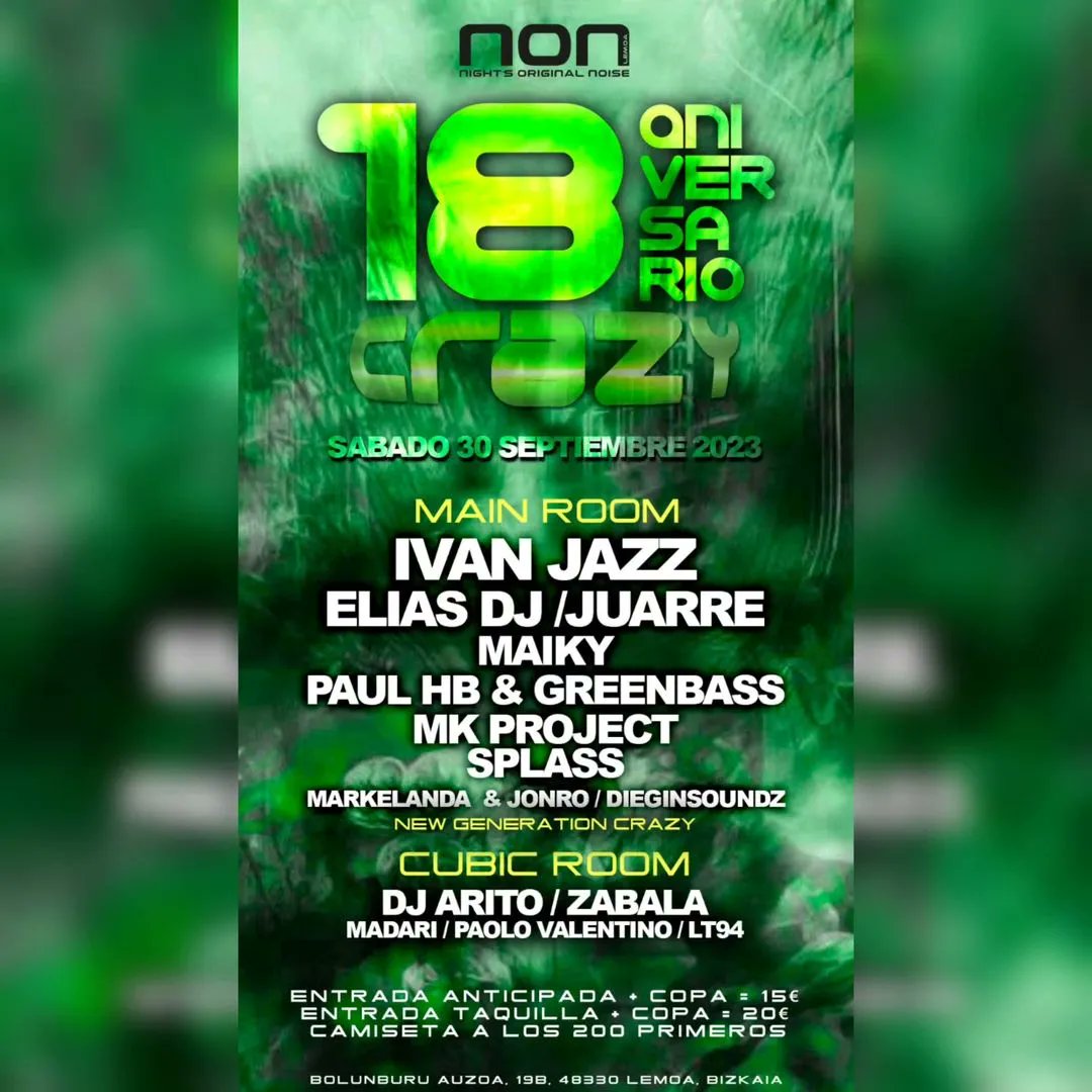 TomaBumping's tweet photo. 🔄 Fiesta actualizada (Cartel Completo): 18 Aniversario Crazy @ Non: https://t.co/RqF5j202Cy

#agendadefiestas #fiestasdelnorte #Non #18AniversarioCrazy https://t.co/BV35DIT8IW