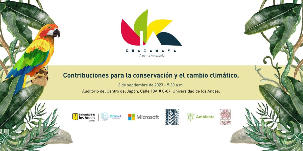 El proyecto Guacamaya integra lo más avanzado en inteligencia artificial datos y modelos de código abierto para que los países de la cuenca amazónica puedan adoptarla y sumar esfuerzos de protección para este ecosistema. 
inscríbete en 👉bit.ly/3Rb2pJD
